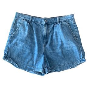 American Eagle 16 Mom Short Denim Jean Blue Pleated